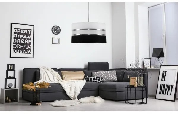 Lampadario a sospensione con filo CORAL 1xE27/60W/230V bianco e nero