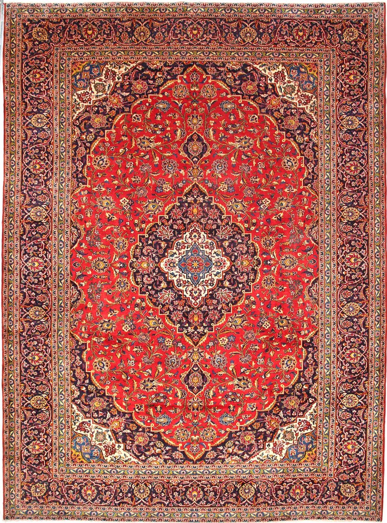 Kashan Tappeto 310 x 430 Rosso (Iran) Annodato A Mano
