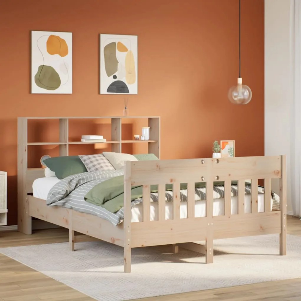 Letto Senza Materasso 140x190 Cm İn Legno Massello Di Pino /