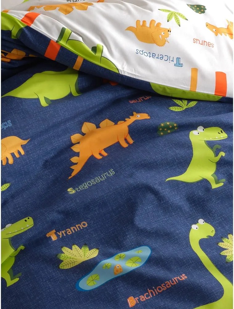 Set copripiumino e federa da bambini blu per letto singolo 140x200 cm Dinolar – Mijolnir