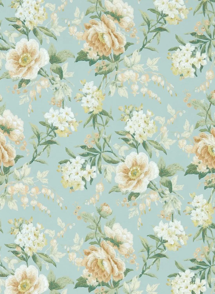 Sanderson Tapete Olivia - Sky Mist/ Tan