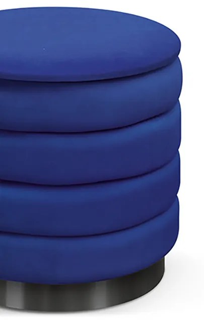 Pouf contenitore ARENDAL in tessuto effetto velluto blu