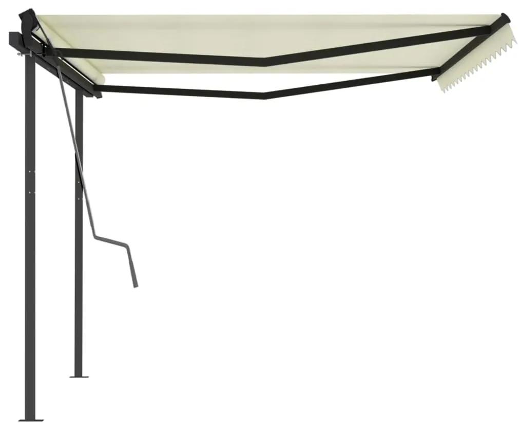 Tenda da Sole Retrattile Automatica con Pali 4x3,5 m Crema