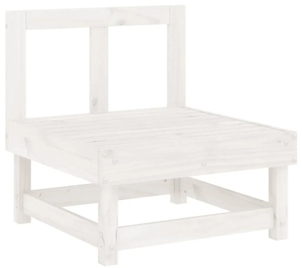 Set salotto da giardino 7 pz bianco in legno massello di pino