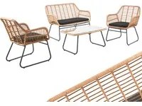 Set Salotto in Rattan da Giardino con Divano Tavolino 2 Sedie Mobili da Esterno