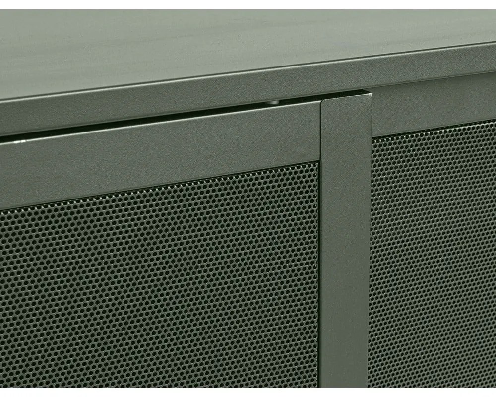 Cassettiera bassa in metallo verde scuro con ante scorrevoli 160x75 cm Veep - Unique Furniture