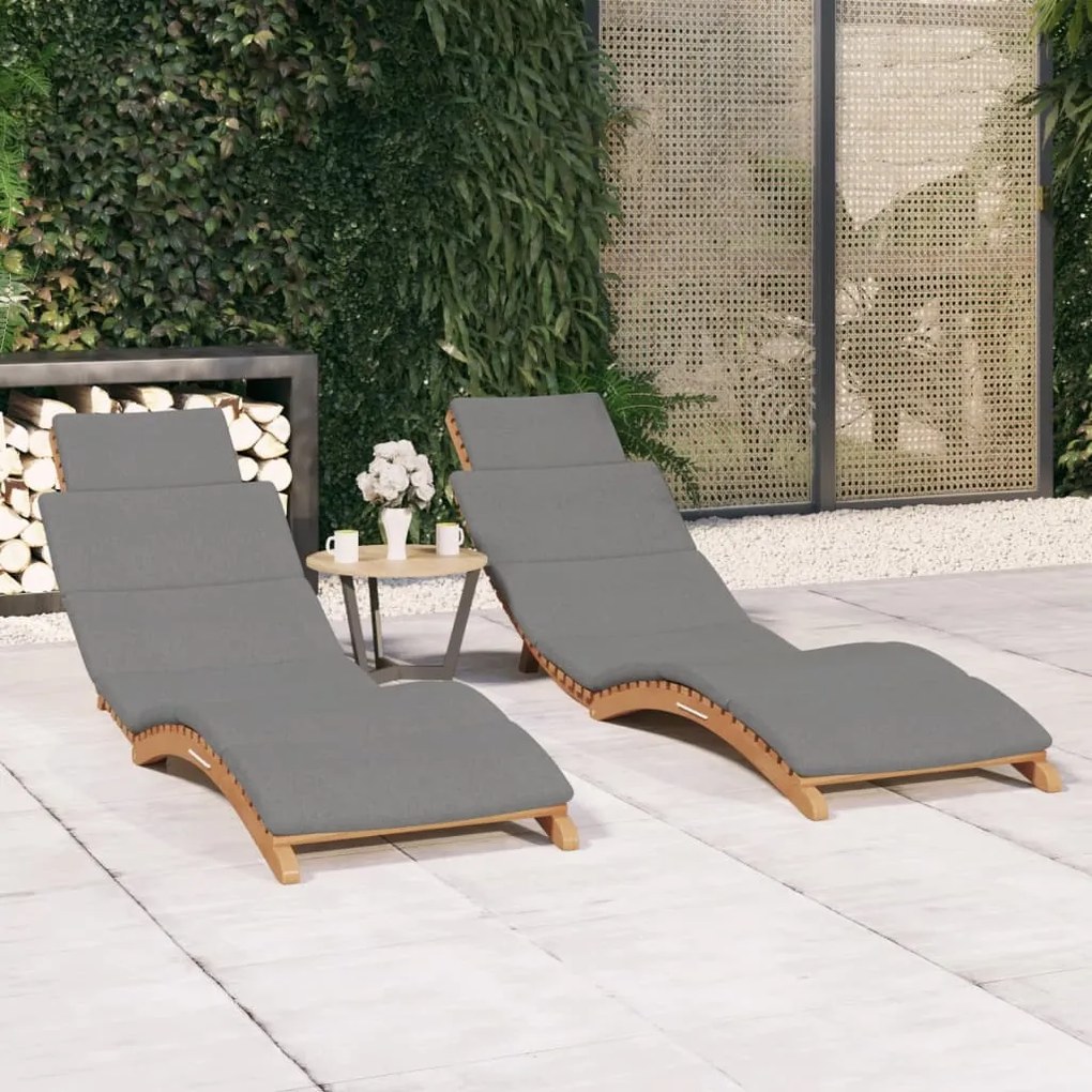 Lettini Prendisole 2 Pz Con Cuscini İn Legno Massello Di Teak /