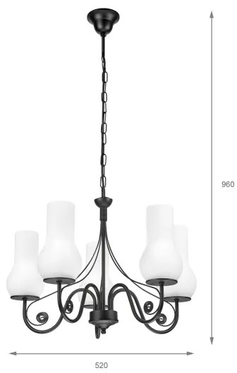 Brilagi - LED Lampadario a sospensione con catena COTTAGE 5xE14/40W/230V nero/bianco