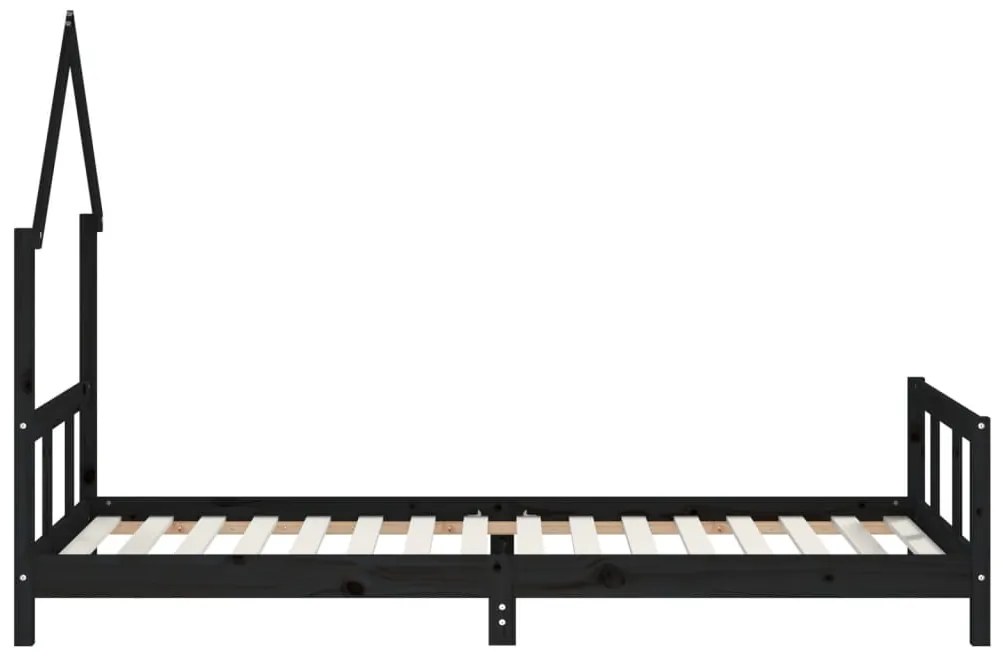Giroletto per bambini nero 90x200 cm in legno massello di pino