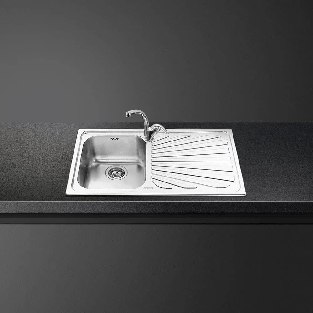 Smeg lavello inox a una vasca gocciolatoio a destra sp861d