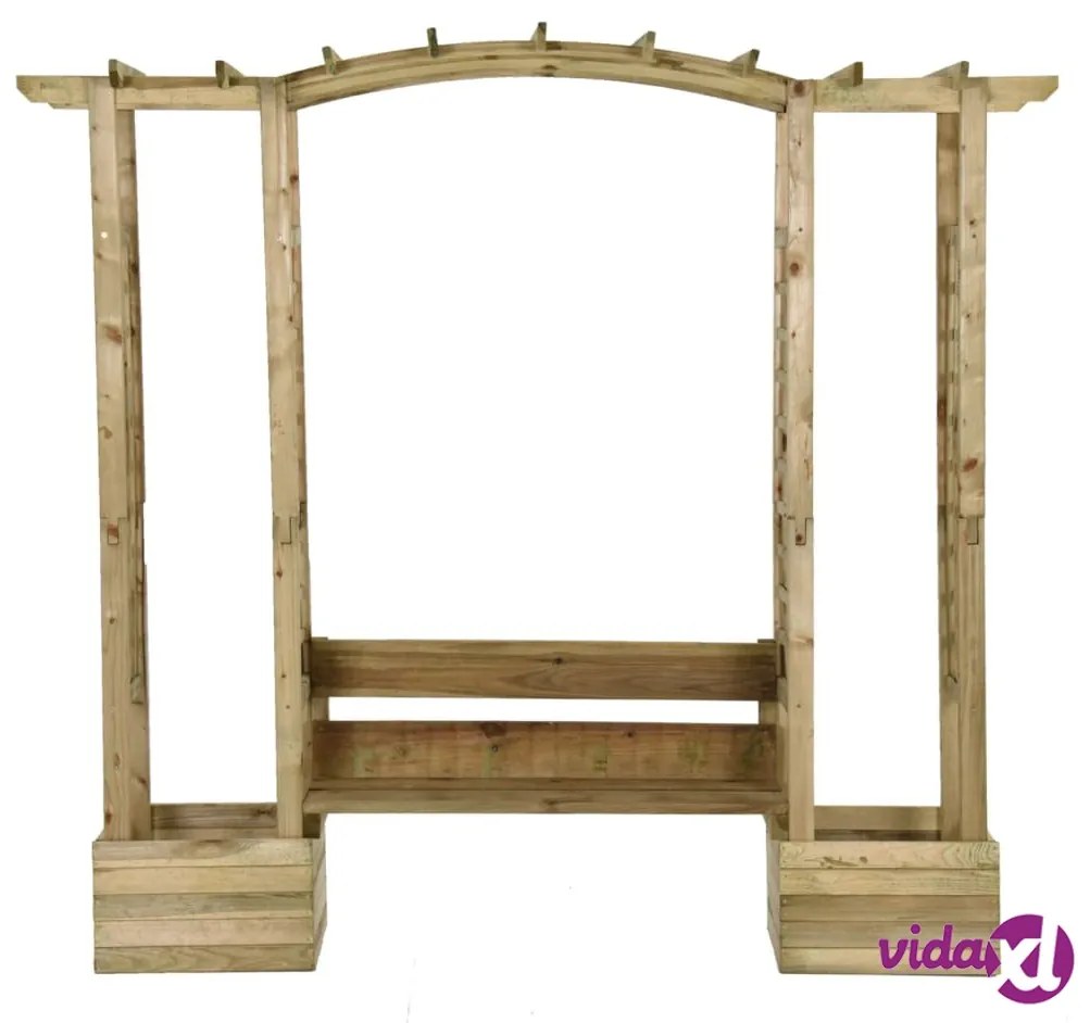 vidaXL Pergola da Giardino Panca e Vasi Legno Massello Pino Impregnato