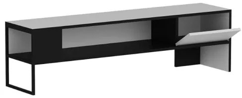 Mobile Porta TV 150x35x42 Con Anta E Vano A Giorno Concord Bianco E Nero