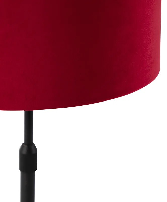 Lampada da tavolo nera paralume velluto rosso oro 25 cm - PARTE