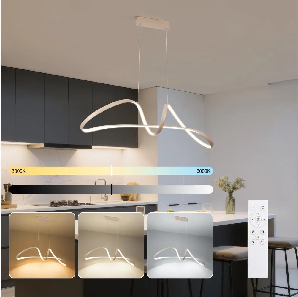 Brilagi-LED Lampadario dimmerabile a sospensione TWISTER LED/60W/230V 3000-6000K beige + telecomando