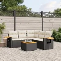 Set Divano da Giardino 6 pz con Cuscini Nero in Polyrattancod mxl 88793