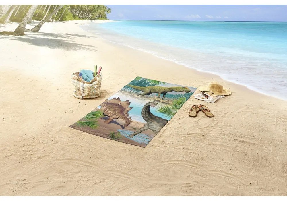 Telo mare da bambini in velluto 75x150 cm Dino – Good Morning