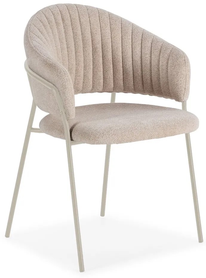 Set di sedie da pranzo beige in imbottito con braccioli 2 pz Leticia – Marckeric