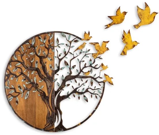 Decorazione da muro 92x71 cm albero e uccelli