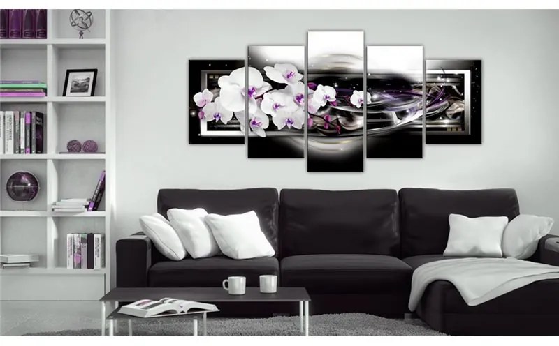 Quadro Orchidee su sfondo nero  Colore colorful, Dimensioni e Misure 100x50