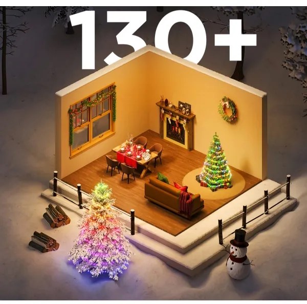 Govee - Catena natalizia a LED RGBICW per esterni 2700-6500K 20m Wi-Fi Matter IP66