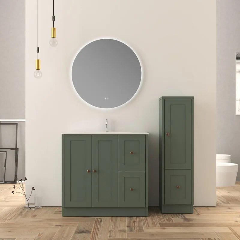 Colonna per mobile bagno Hampton BADEN HAUS 1 cassetto 1 anta P 33.5 x L 34 x H 126 cm verde opaco