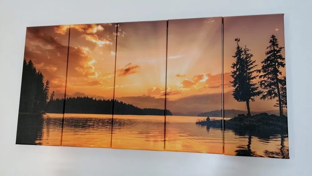 Quadri 5 pezzi – Riflesso del lago di montagna