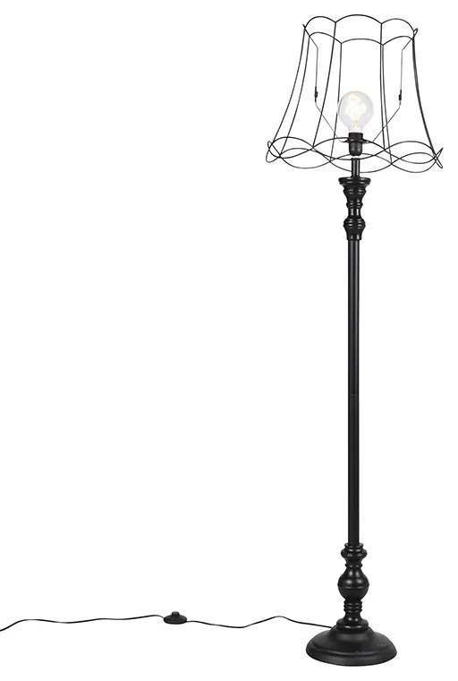 Lampada da terra nera con paralume a gabbia Granny 45 cm - CLASSICO