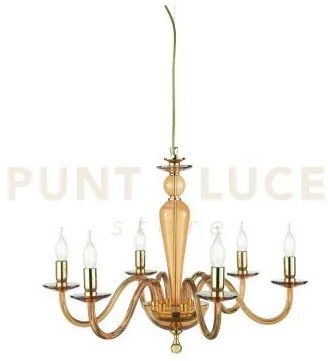 Lampadario paganini 6 luci ambra oro attacco e14 d.70cm