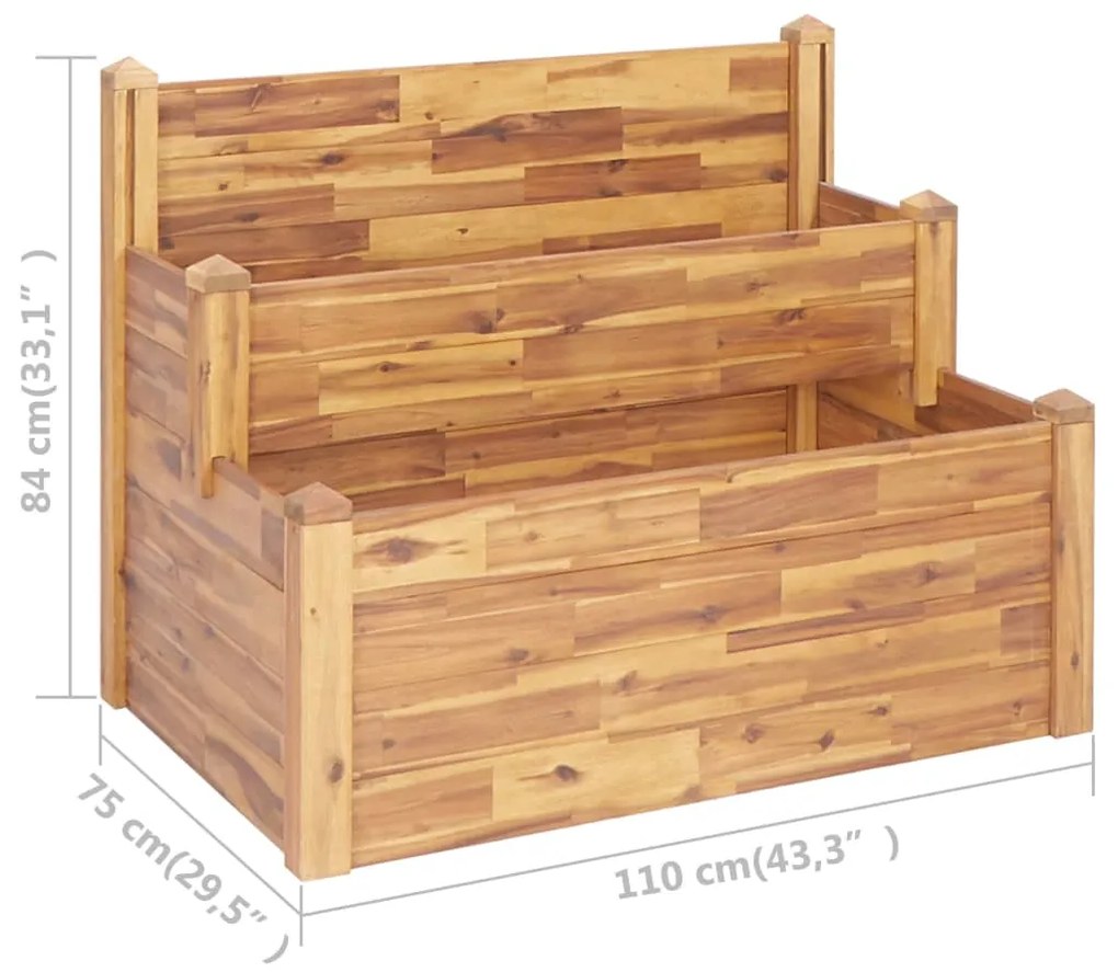 Fioriera da Giardino a 2 Livelli 110x75x84cm Massello di Acacia