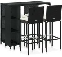 Set da Bar da Giardino 5 pz con Cuscini in Polyrattan Nero 3064918