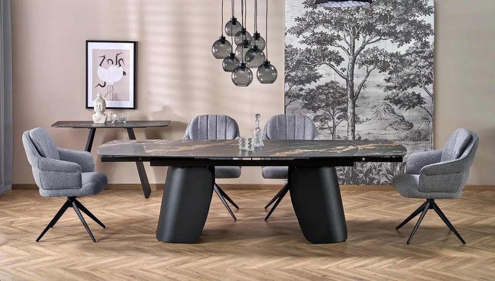 Tavolo allungabile Forum in marmo nero – 180-260x90x76 cm