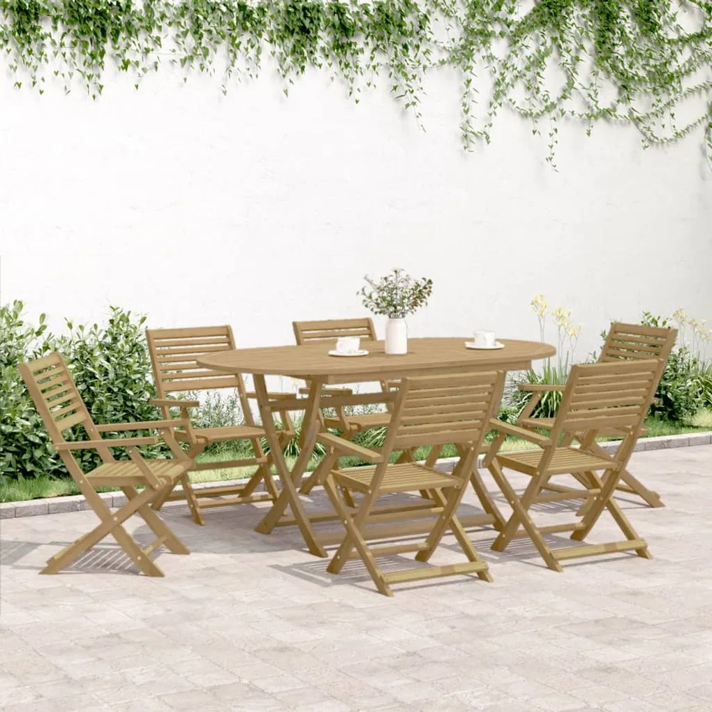 Set da pranzo da giardino 7 pz in legno massello di acacia