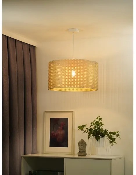 Duolla - Lampadario a sospensione con filo ROLLER RATTAN 1xE27/15W/230V diametro 45 cm beige
