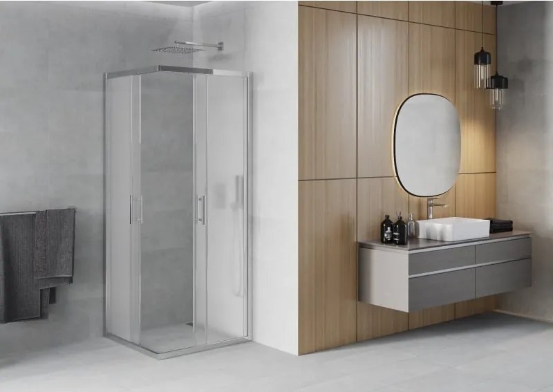 Mexen Rio cabina doccia quadrata 80 x 80 cm, brina, cromo - 860-080-080-01-30
