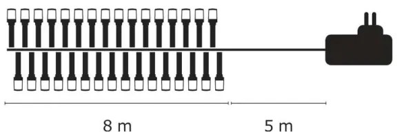 Catena LED da esterno 80xLED/13m IP44, bianco caldo