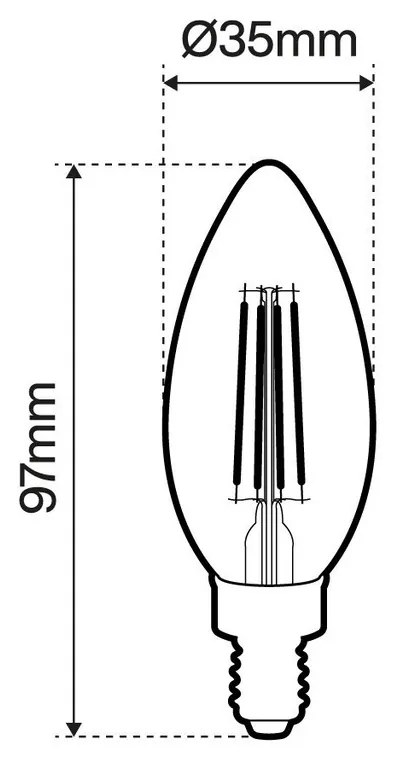 Lampada LED E14 6W a Filamento 140 lm/W Dimmerabile - C35 Colore Bianco Naturale 4.000K
