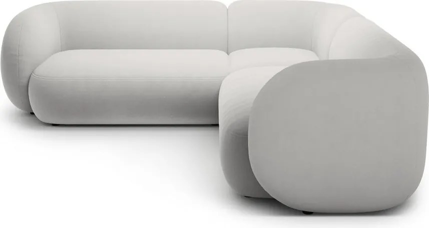 Divano angolare grigio chiaro con rivestimento in velluto Kate – Micadoni