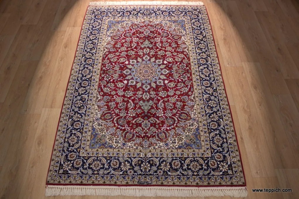 Isfahan Tappeto 240 x 150 (Iran) Annodato A Mano
