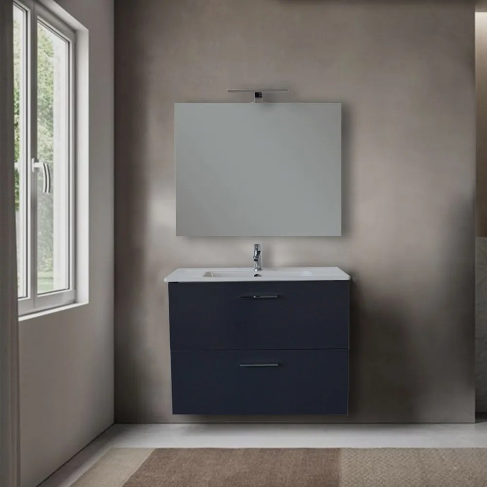 Mobile bagno Vitra Mia 80 cm Antracite con specchio e lampada Led