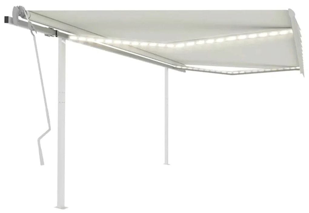Tenda Da Sole Retrattile Manuale Con Led 4x3 M Crema /