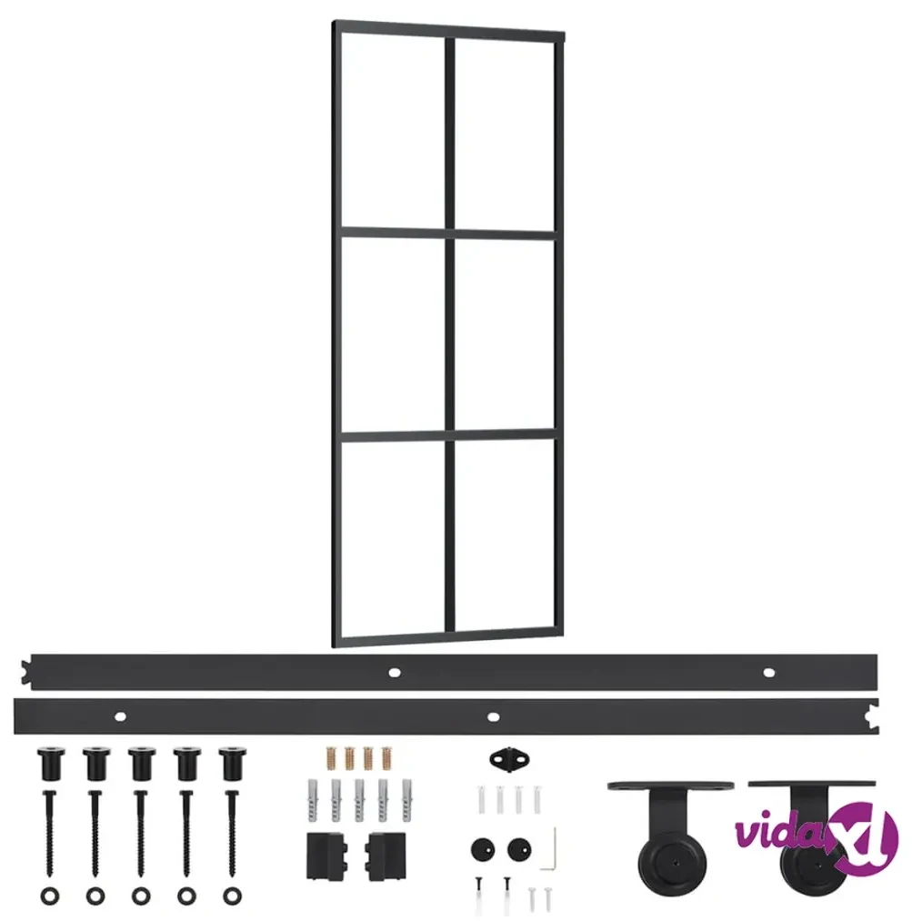 vidaXL Porta Scorrevole con Kit Montaggio Vetro ESG Alluminio 76x205cm