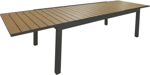 Tavolo In Alluminio Allungabile Effetto Legno 100x200-300 Cm Antracite