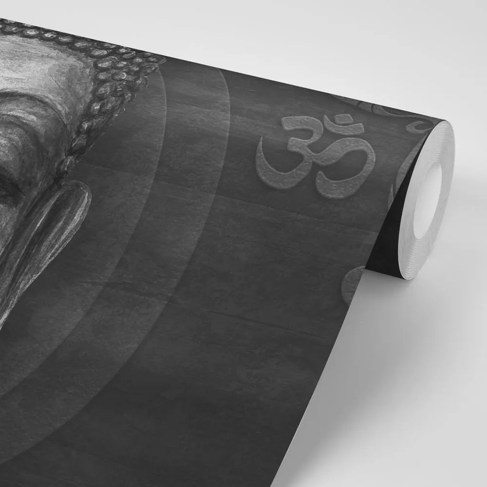 Carta da parati – Volto di Buddha in bianco e nero
