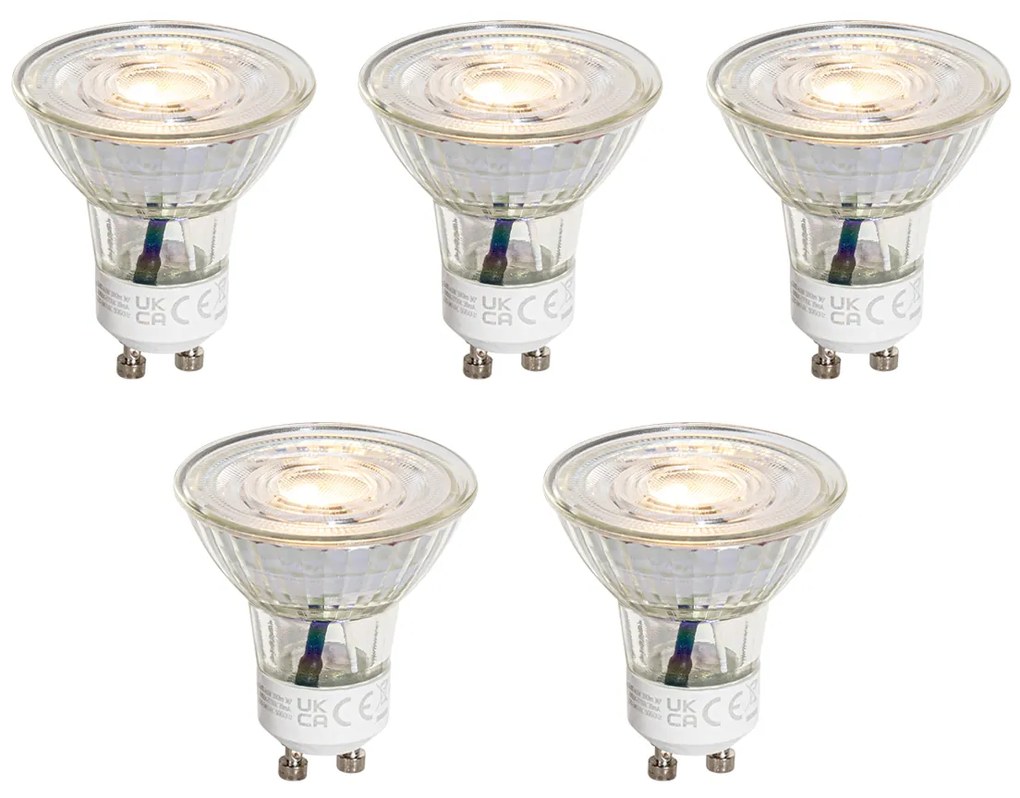 Set van 5 GU10 50mm 3-staps dimbaar in Kelvin LED lampen helder 4.5W 380 lm 2000-2700K
