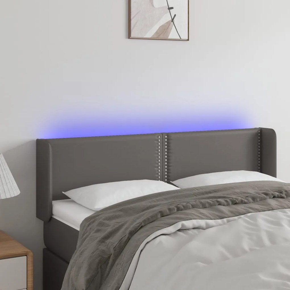 Testiera A Led Grigio 147x16x78/88 Cm İn Similpelle /