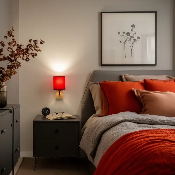 Brilagi - Applique NUBILA WOOD 1xE27/25W/230V quercia/Pompeiana rosso