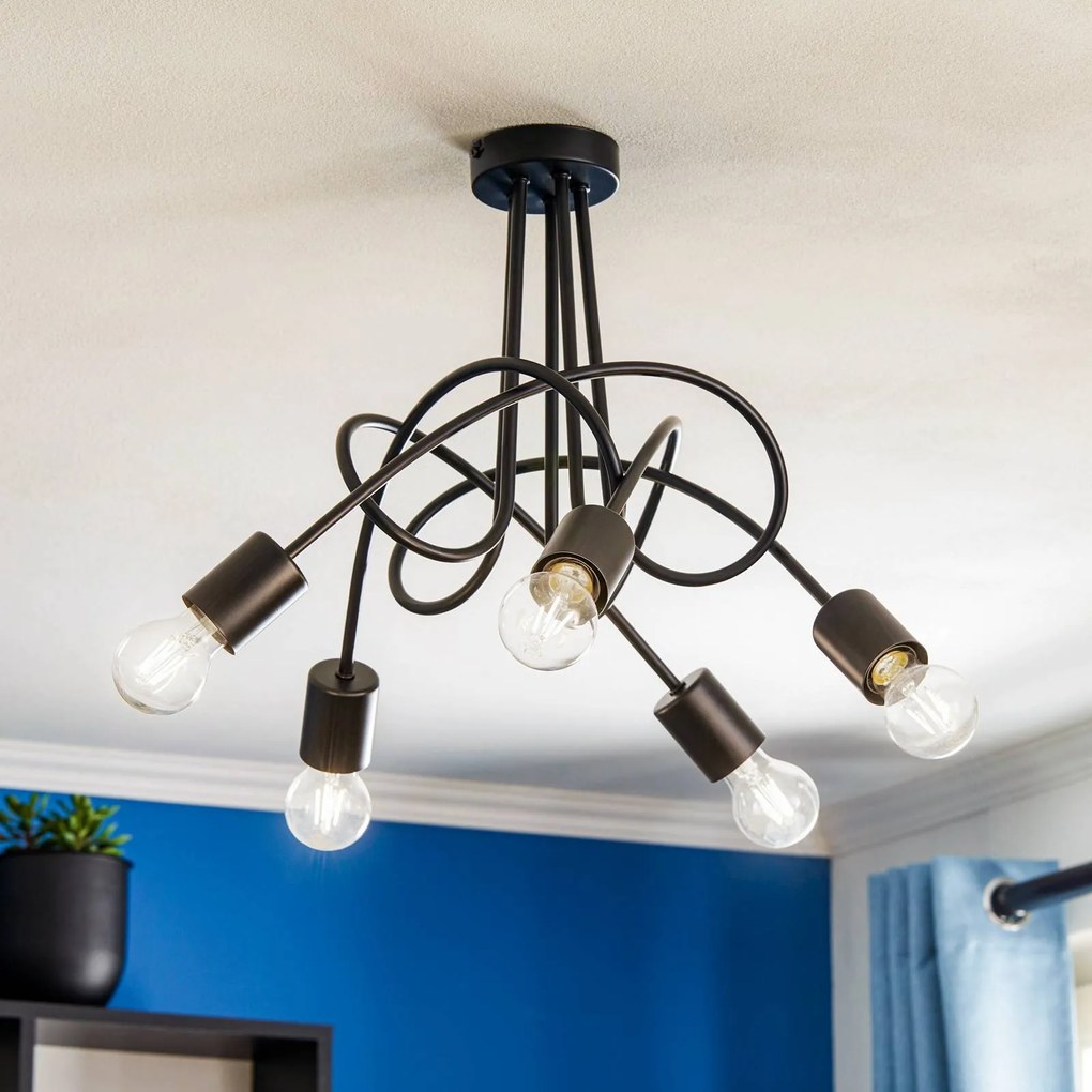 Alfa Plafoniera Tarnow a 5 luci, nero