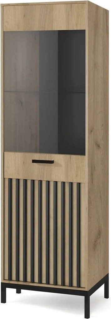 Vetrina Lamino W-1 in rovere artigianale/nero