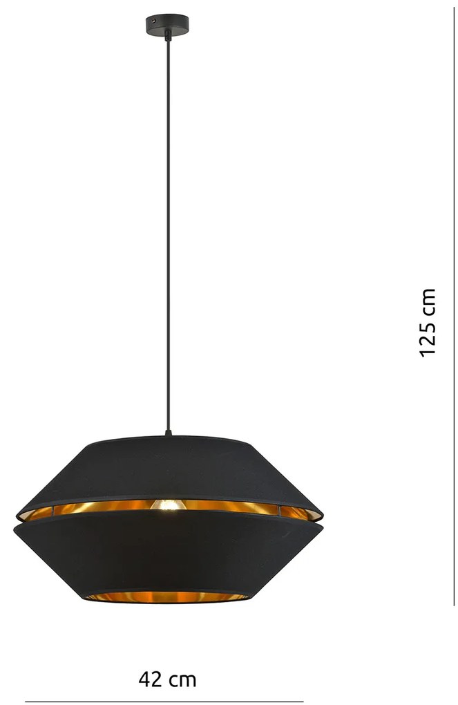 Sospensione Contemporanea 1 Luce Bellerofonte In Metallo Nero E Oro