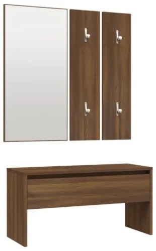Set di Mobili da Corridoio Rovere Marrone in Legno Multistrato